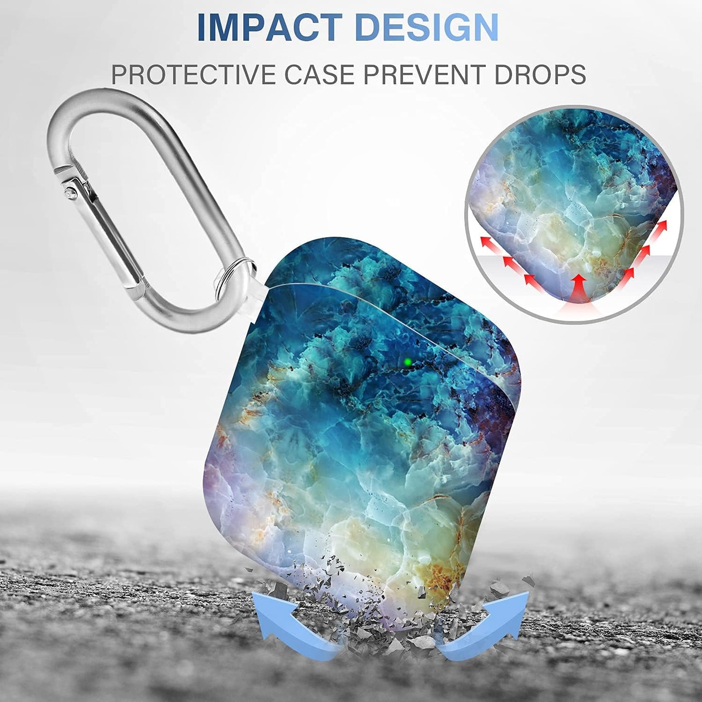 For Airpods Case Cover, for Airpods Protective Cases Shockproof Hard PC Cover Skin Kit with Keychain for Girls Men Women Compatible with for Airpods 2& 1 Charging Case [Front LED Visible]