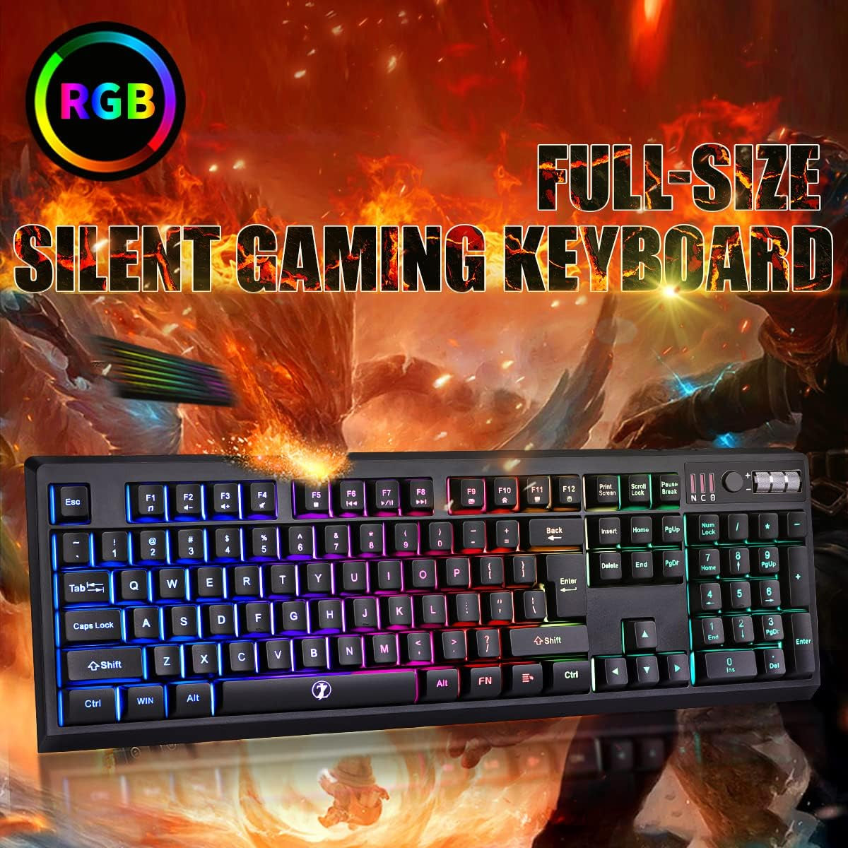 C104 Wireless Gaming Keyboard and Mouse Combo - RGB Backlit, Mechanical Feel, Anti-Ghosting, Rechargeable Battery, 7D 3200DPI Mice for Gamers