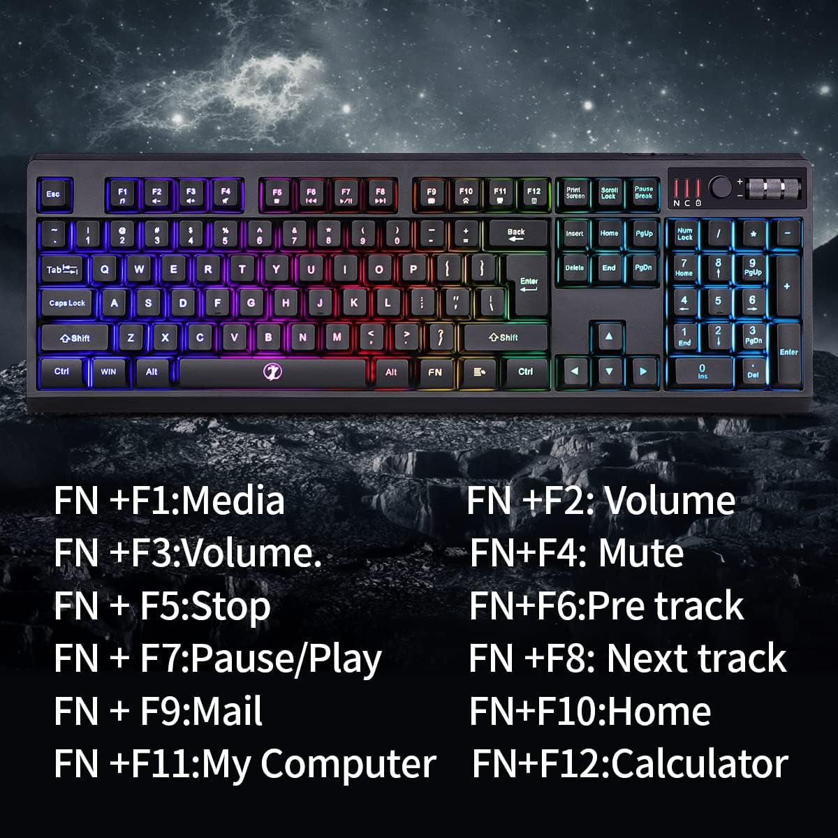 C104 Wireless Gaming Keyboard and Mouse Combo - RGB Backlit, Mechanical Feel, Anti-Ghosting, Rechargeable Battery, 7D 3200DPI Mice for Gamers