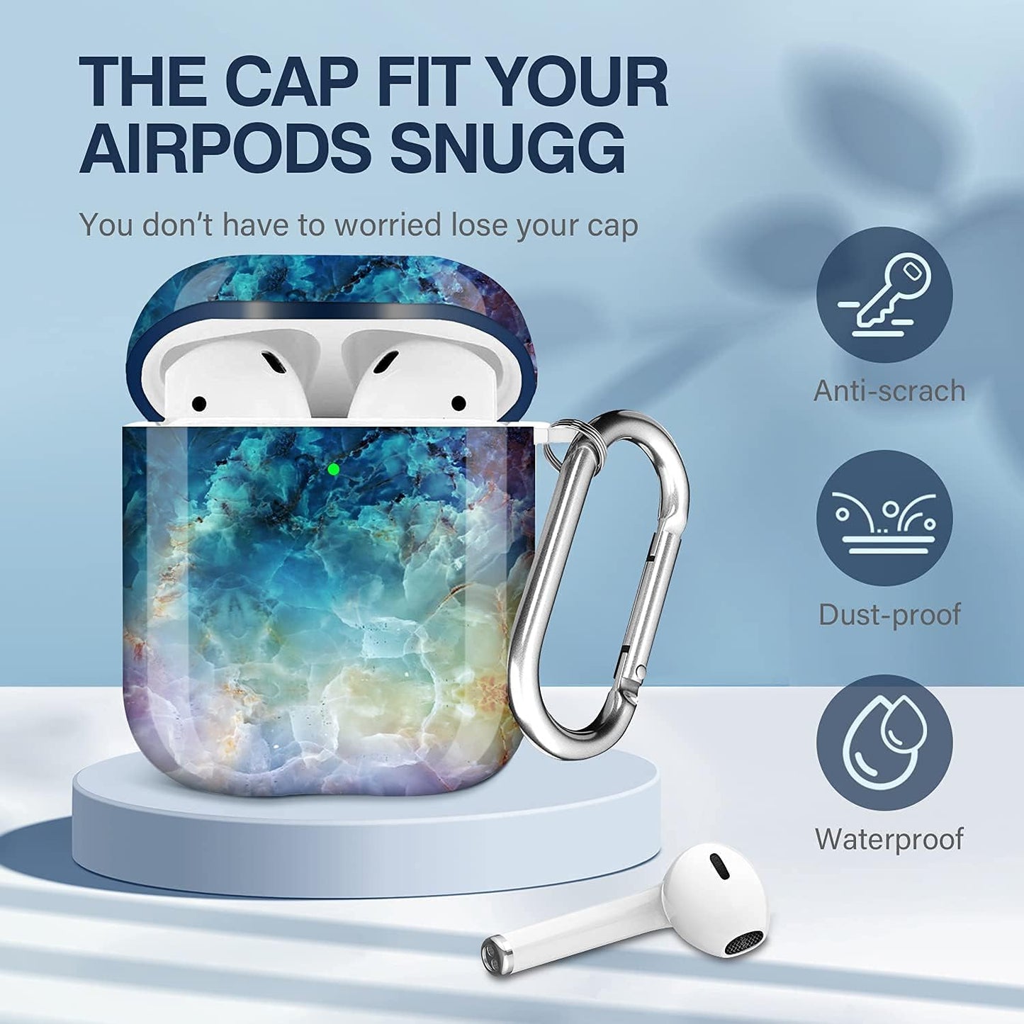 For Airpods Case Cover, for Airpods Protective Cases Shockproof Hard PC Cover Skin Kit with Keychain for Girls Men Women Compatible with for Airpods 2& 1 Charging Case [Front LED Visible]