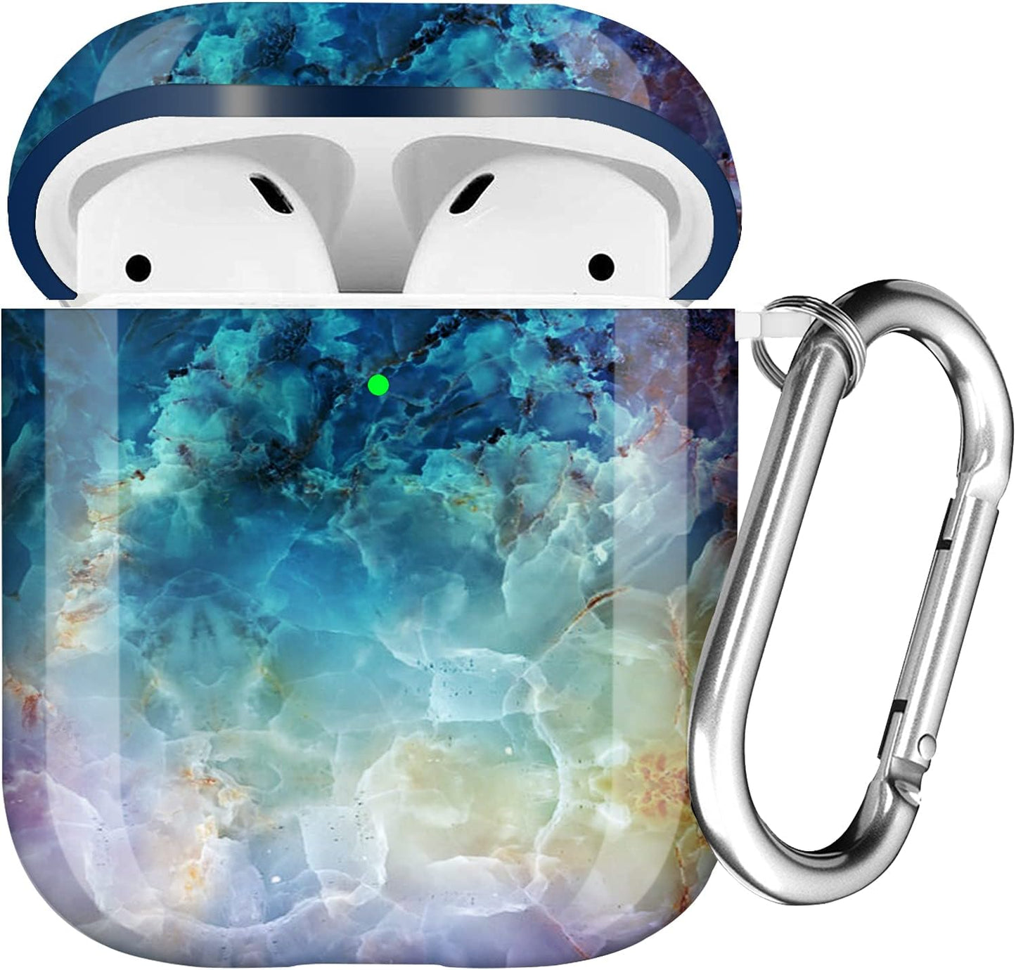 For Airpods Case Cover, for Airpods Protective Cases Shockproof Hard PC Cover Skin Kit with Keychain for Girls Men Women Compatible with for Airpods 2& 1 Charging Case [Front LED Visible]